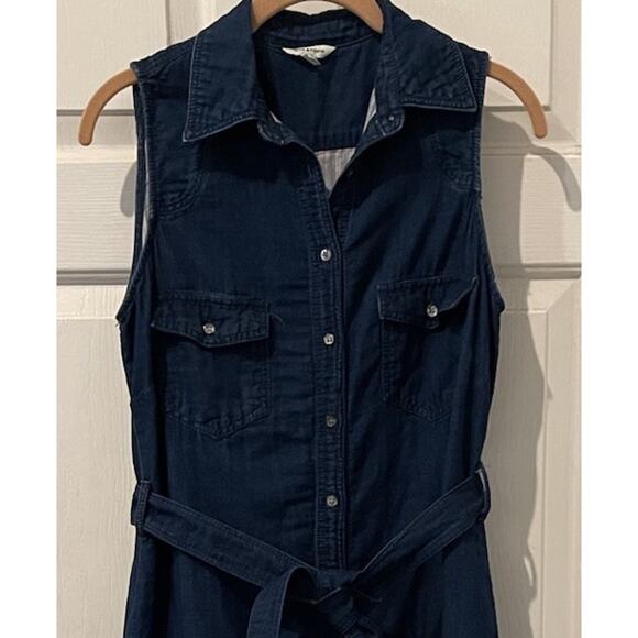 Max Studio Women's Lined Denim Sleeveless A-Line Dress, Navy Blue Small - Picture 4 of 12